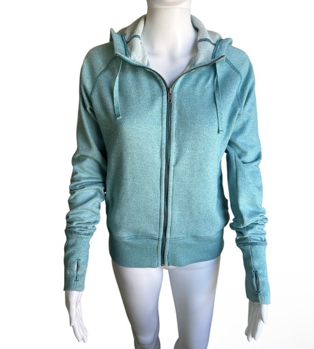 Patagonia Cloud Stack Hoody Women M Teal Blue Full Zip Thumbholes 54490